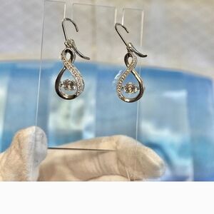 Kay Jewelers in Motion White Sapphire Earrings, 925 Sterling Silver Earrings